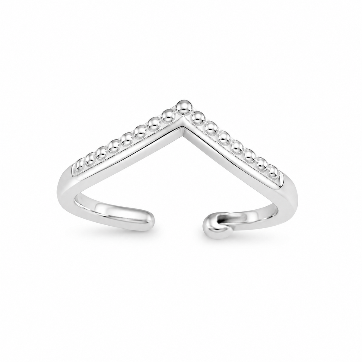 Sterling Silver Beaded Chevron Bali Style Adjustable Toe Ring