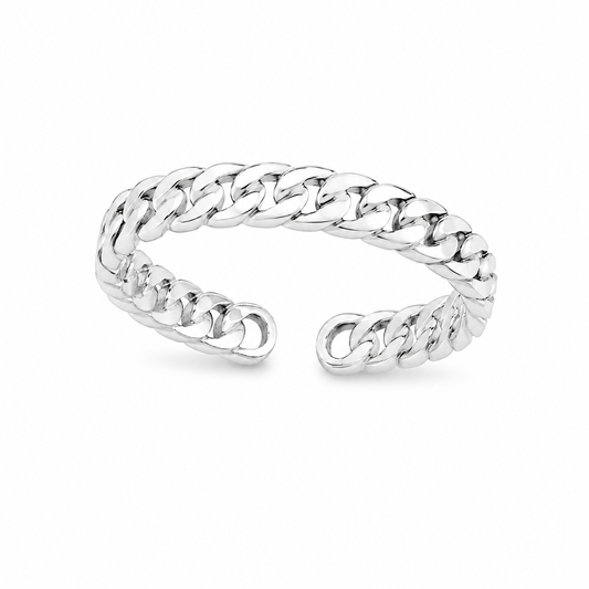 Sterling Silver Miami Cuban Link Chain Adjustable Toe Ring