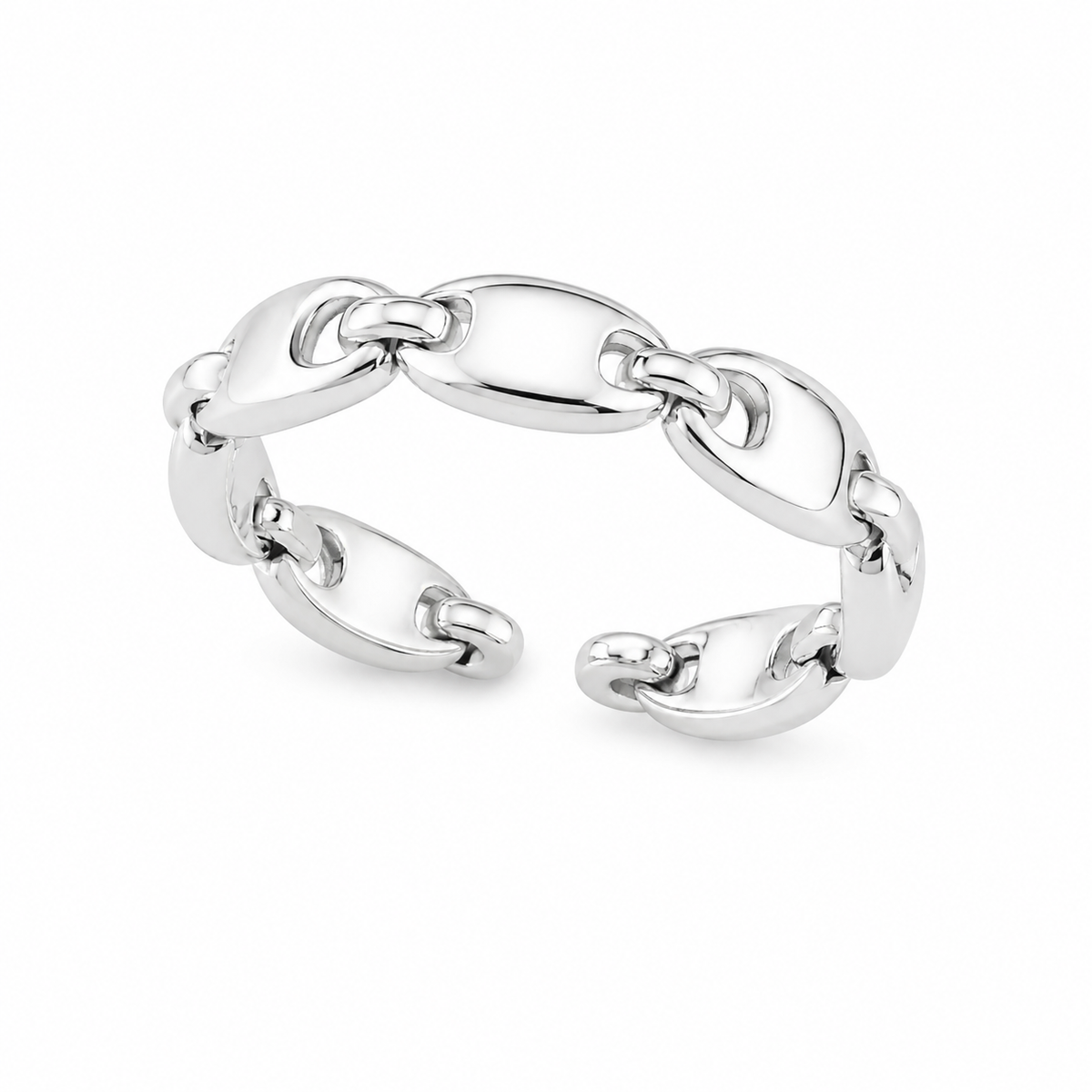 Sterling Silver Mariner Puffed Marina Chain Link Adjustable Toe Ring