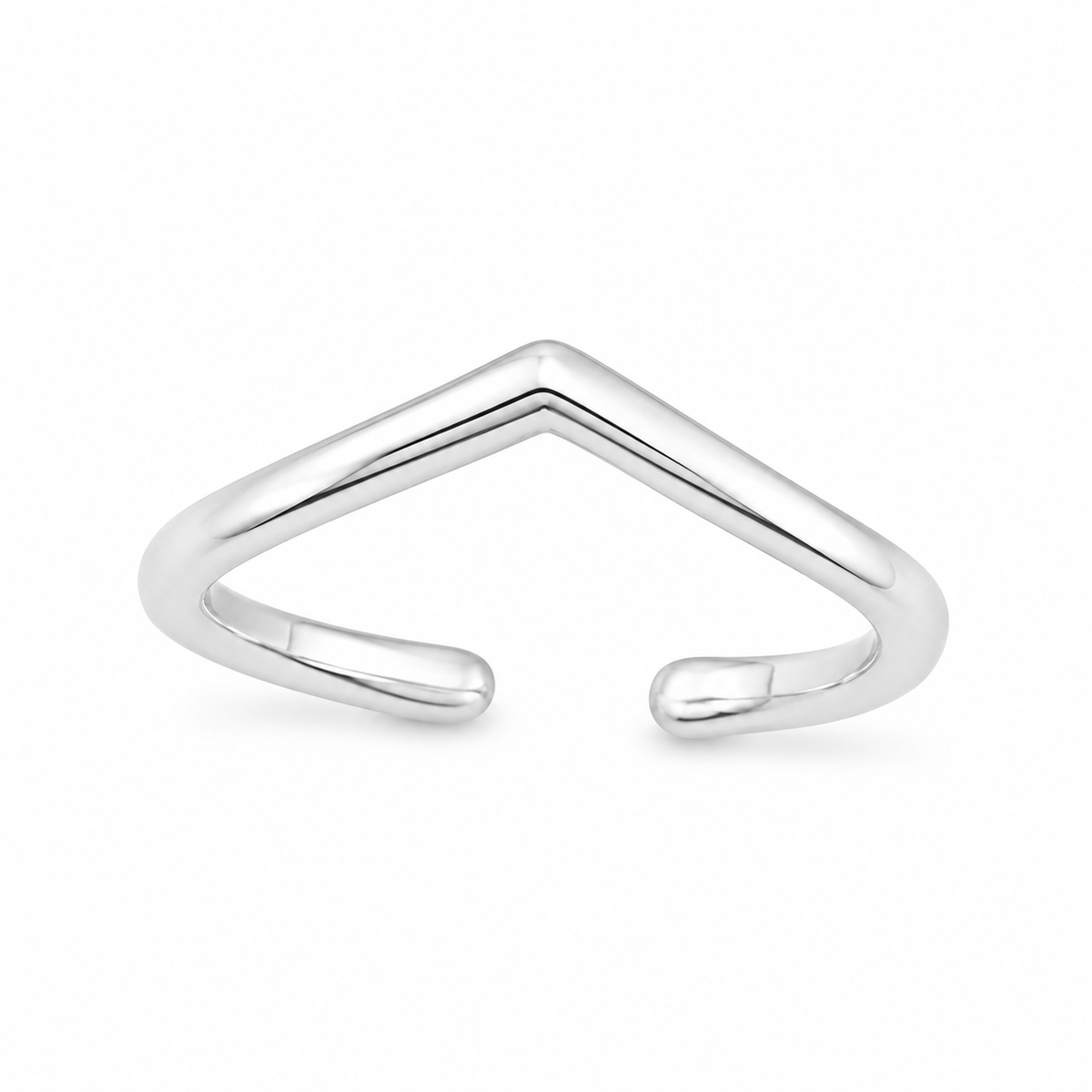 Sterling Silver Smooth High Polish Chevron Adjustable Toe Ring