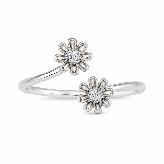 Sterling Silver Flower Daisy Open Adjustable Toe Ring