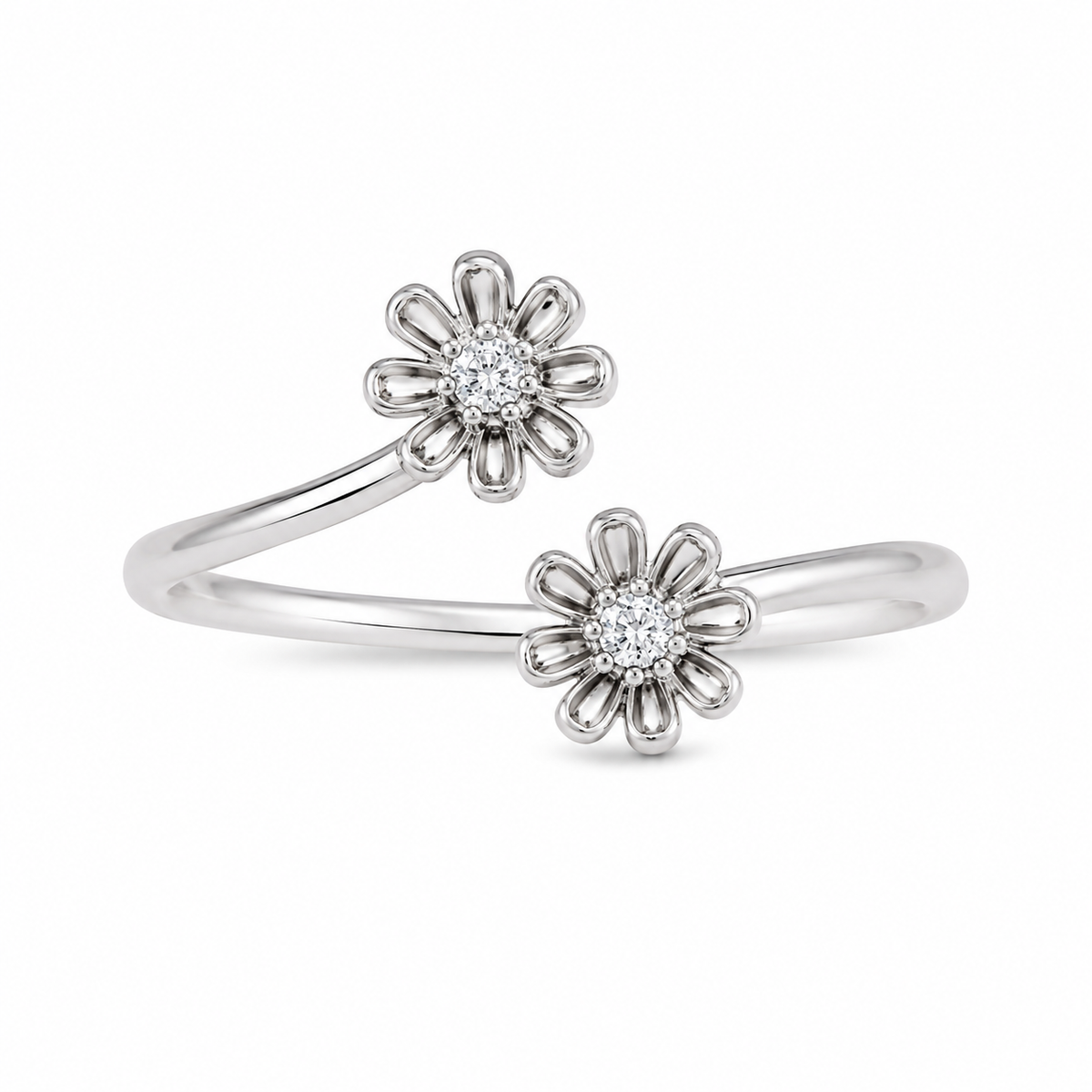 Sterling Silver Flower Daisy Open Adjustable Toe Ring