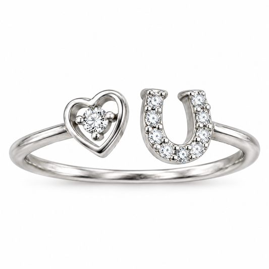 Sterling Silver I Love You U Heart Open Adjustable Toe Ring