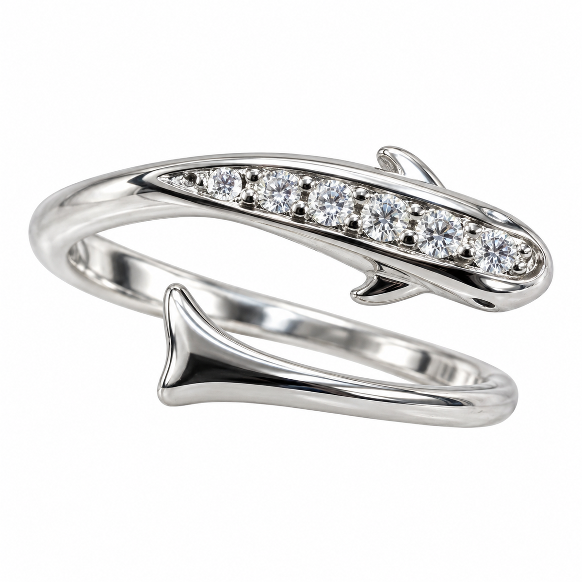 Sterling Silver Dolphin Clear CZ Open Adjustable Toe Ring