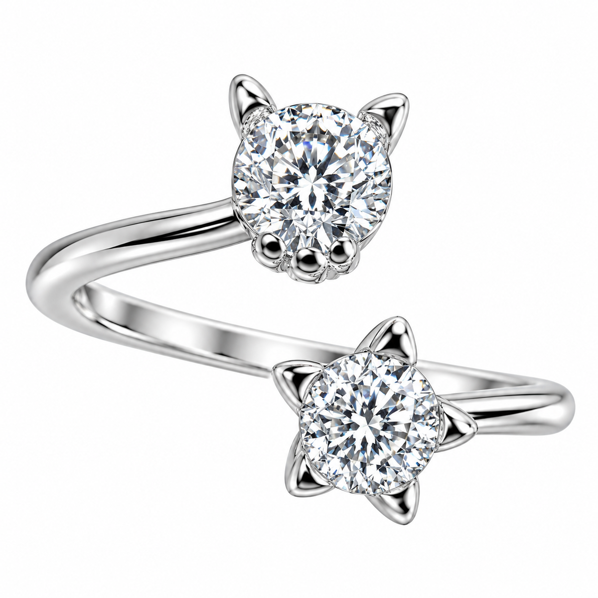 Sterling Silver Round Clear CZ Star Open Adjustable Toe Ring