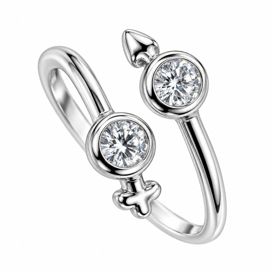 Sterling Silver Clear CZ Arrow Open Adjustable Toe Ring