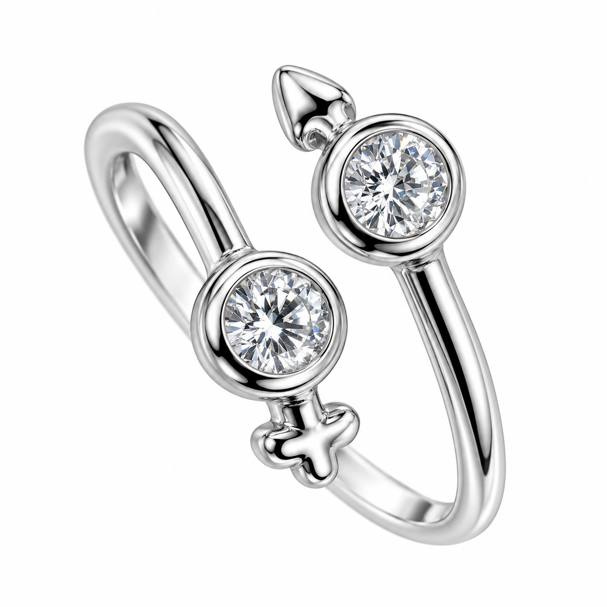 Sterling Silver Clear CZ Arrow Open Adjustable Toe Ring