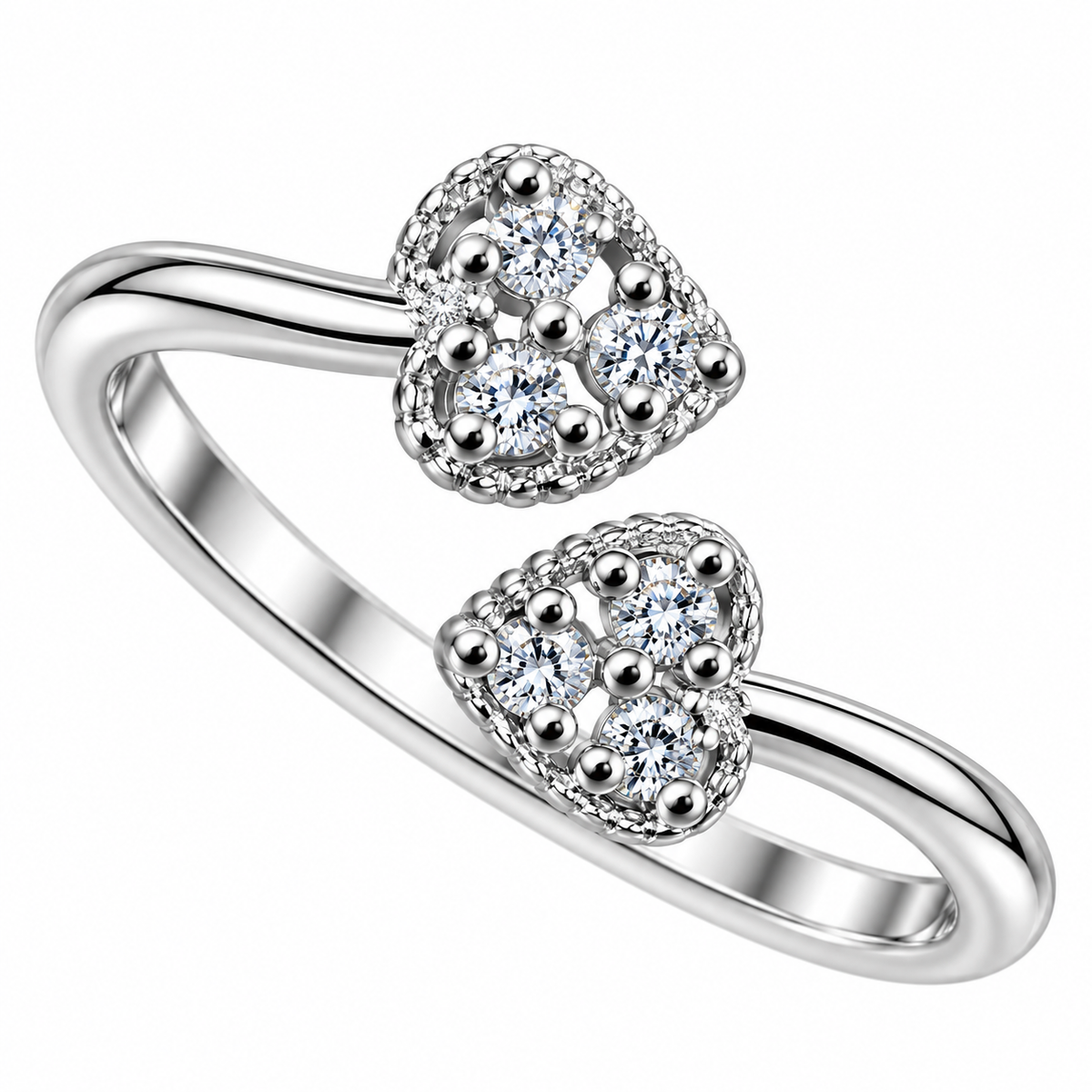Sterling Silver Heart Love Promise Clear CZ Open Adjustable Toe Ring