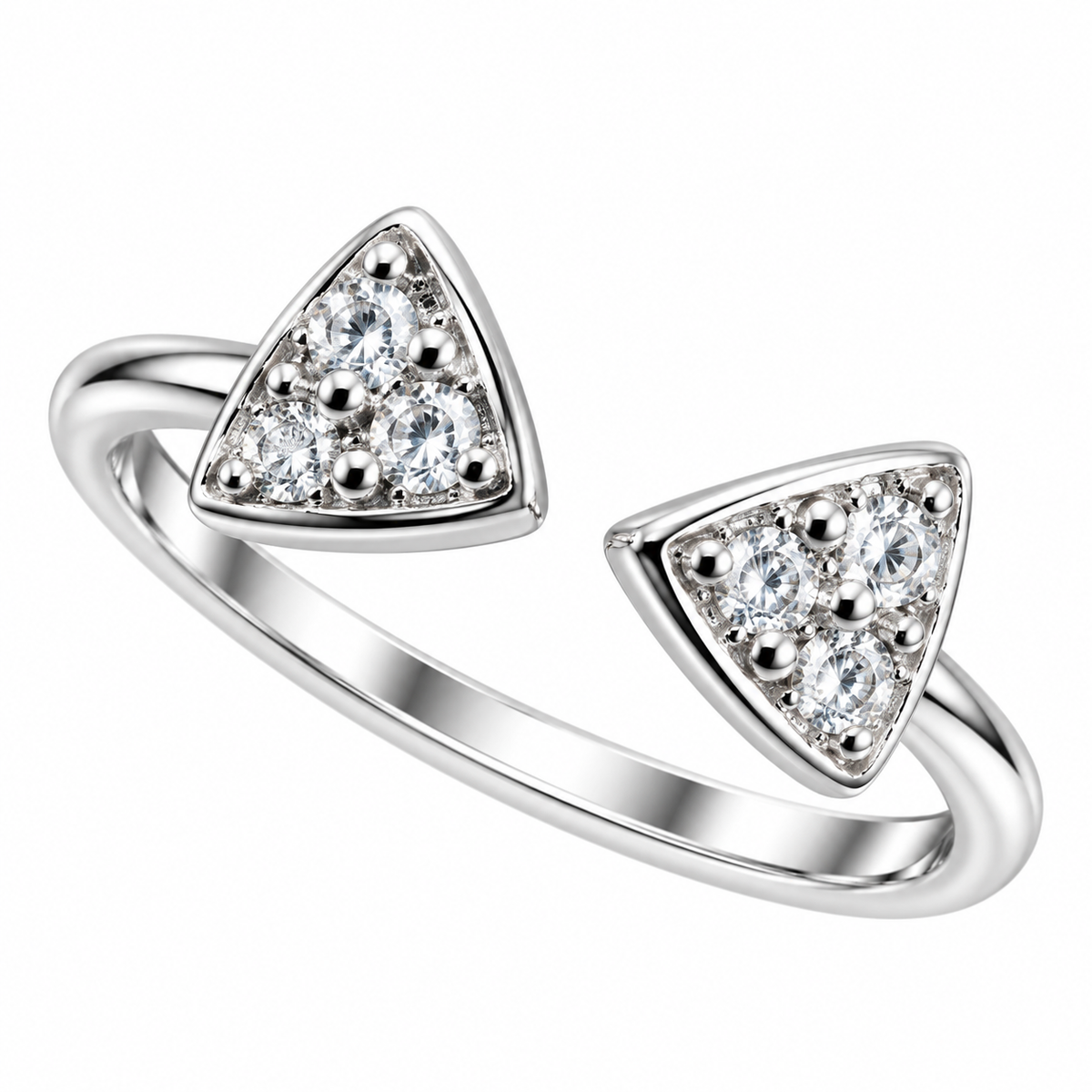 Sterling Silver Clear CZ Pointing Arrows Open Adjustable Toe Ring