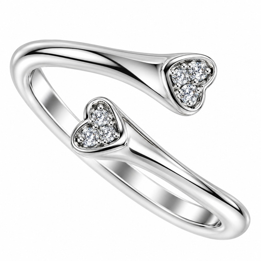 Sterling Silver Clear CZ Heart Friendship Open Adjustable Toe Ring