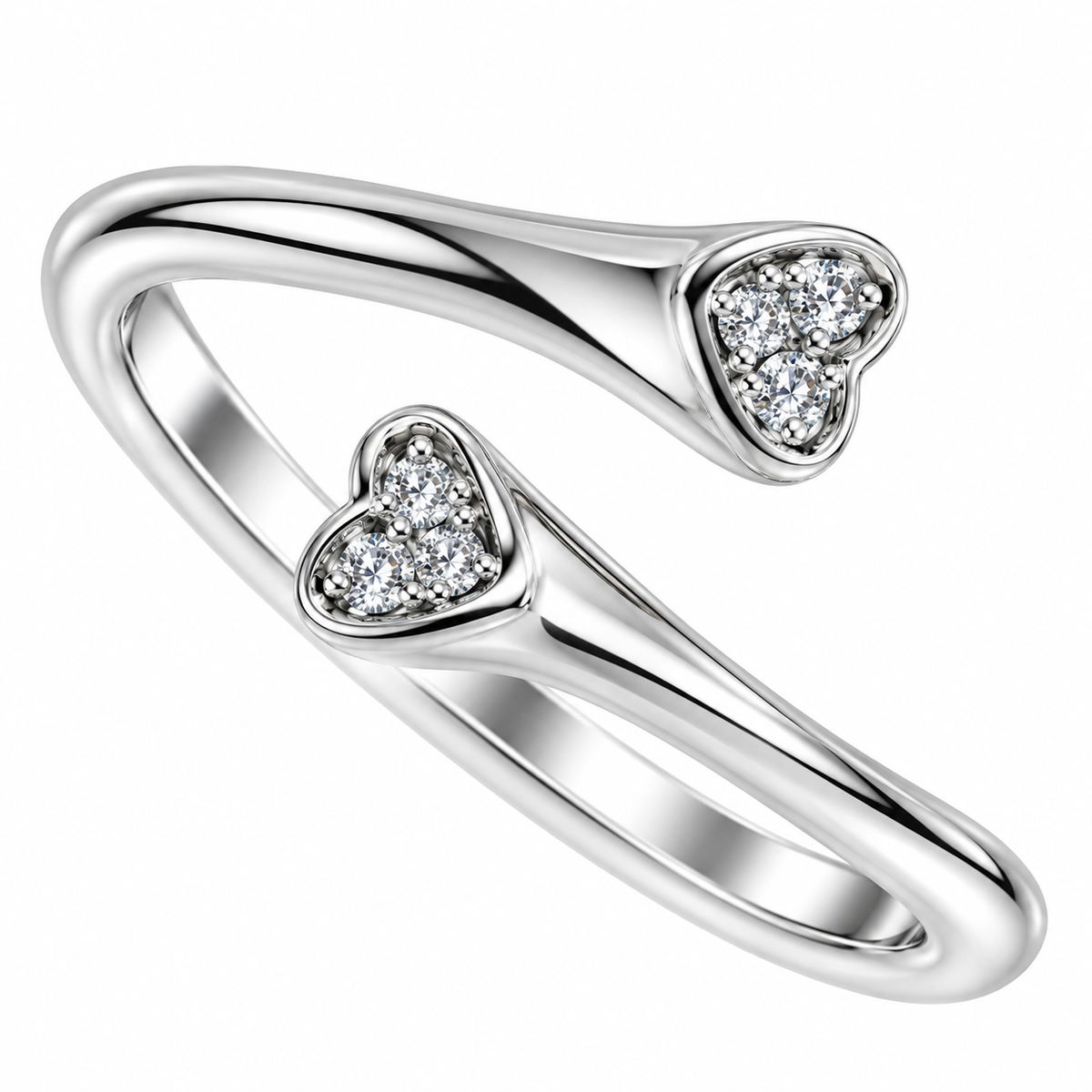 Sterling Silver Clear CZ Heart Friendship Open Adjustable Toe Ring