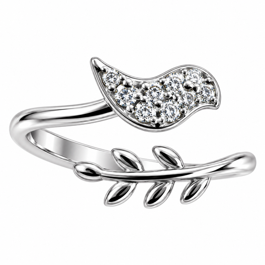 Sterling Silver Bird Pirch Nest Clear CZ Open Adjustable Toe Ring