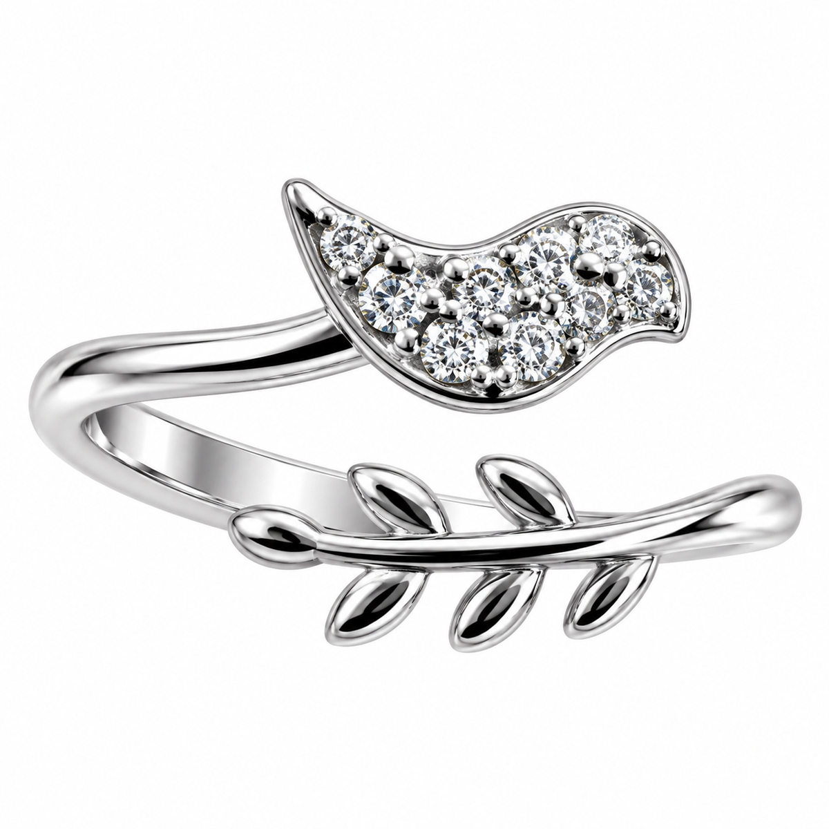 Sterling Silver Bird Pirch Nest Clear CZ Open Adjustable Toe Ring