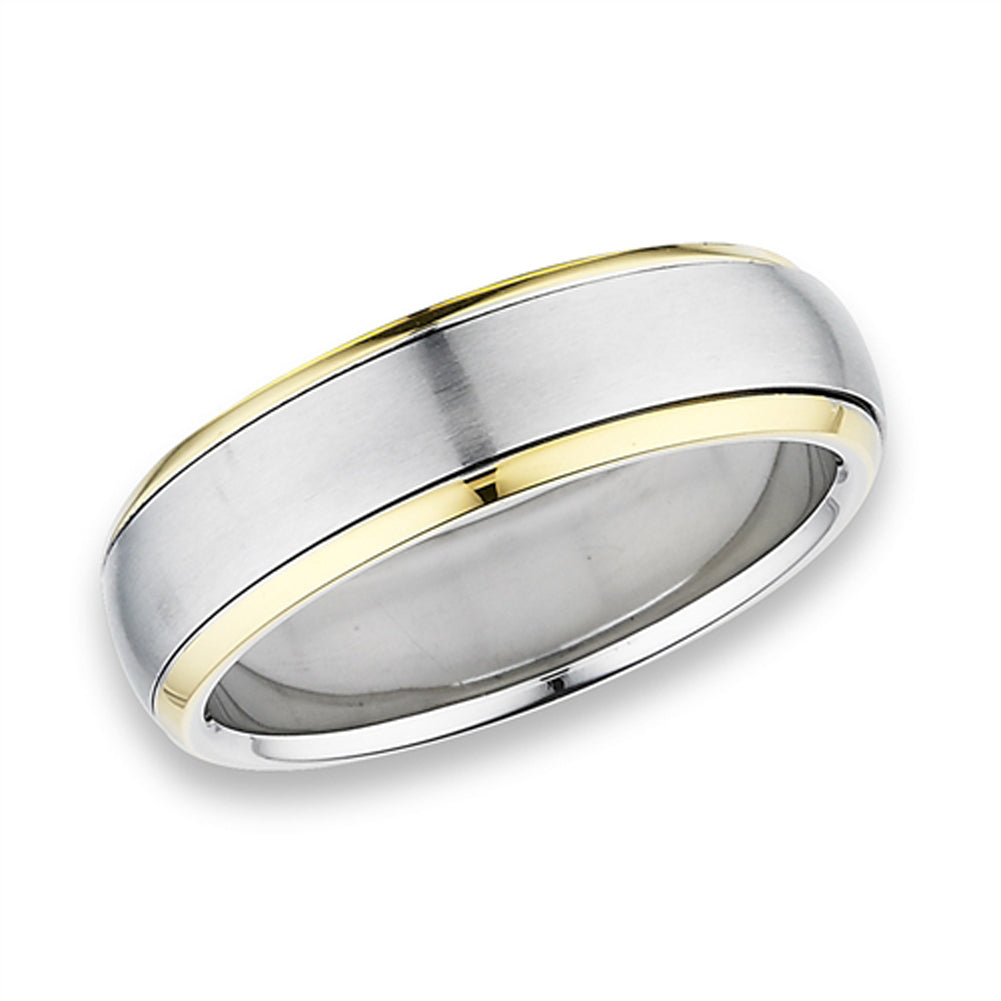 Stainless Steel Comfort Fit Spinning Ring with Goldtone