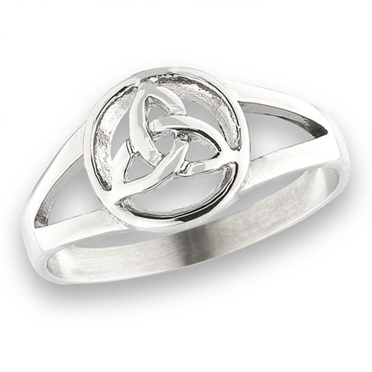 Stainless Steel Split Shank Celtic Triquetra Ring
