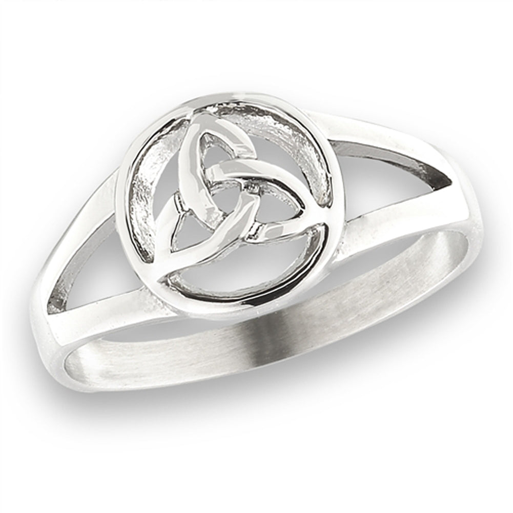 Stainless Steel Split Shank Celtic Triquetra Ring