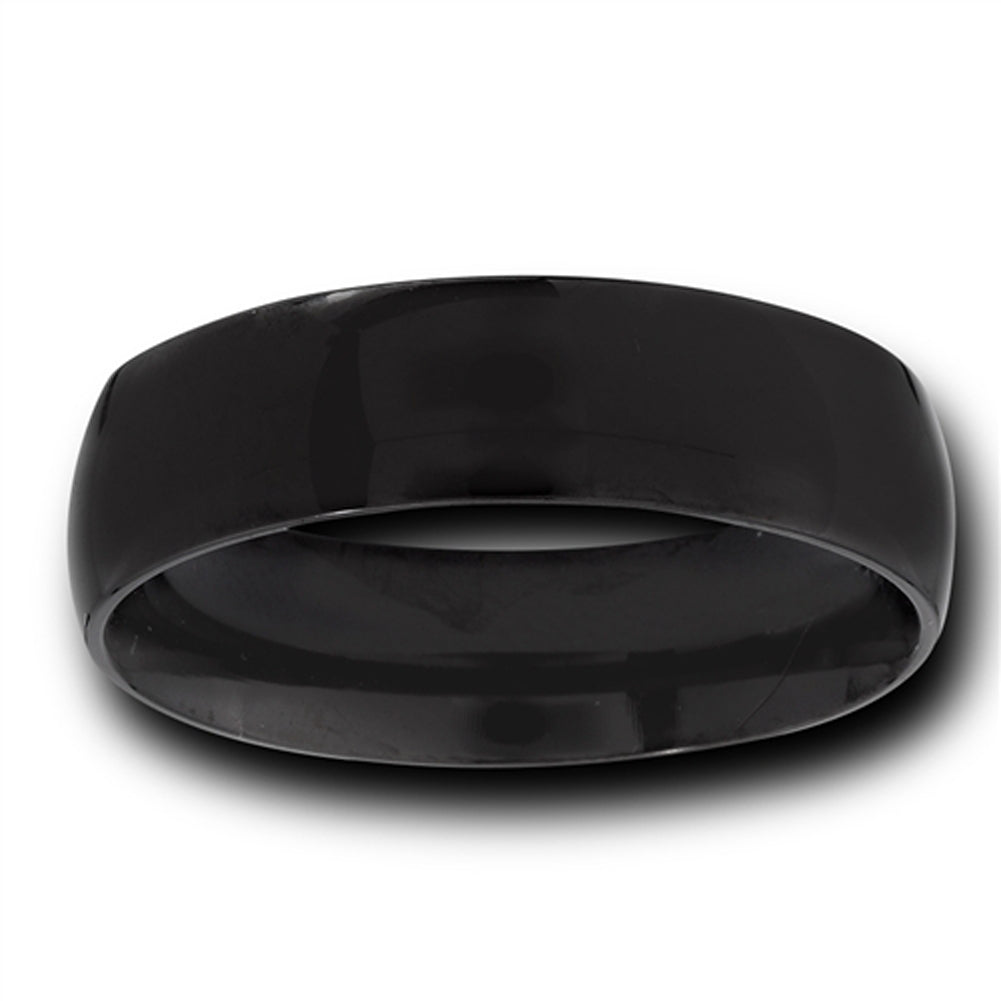 Stainless Steel 7 mm High Polish Black Comfort Fit Wedding Band Ring