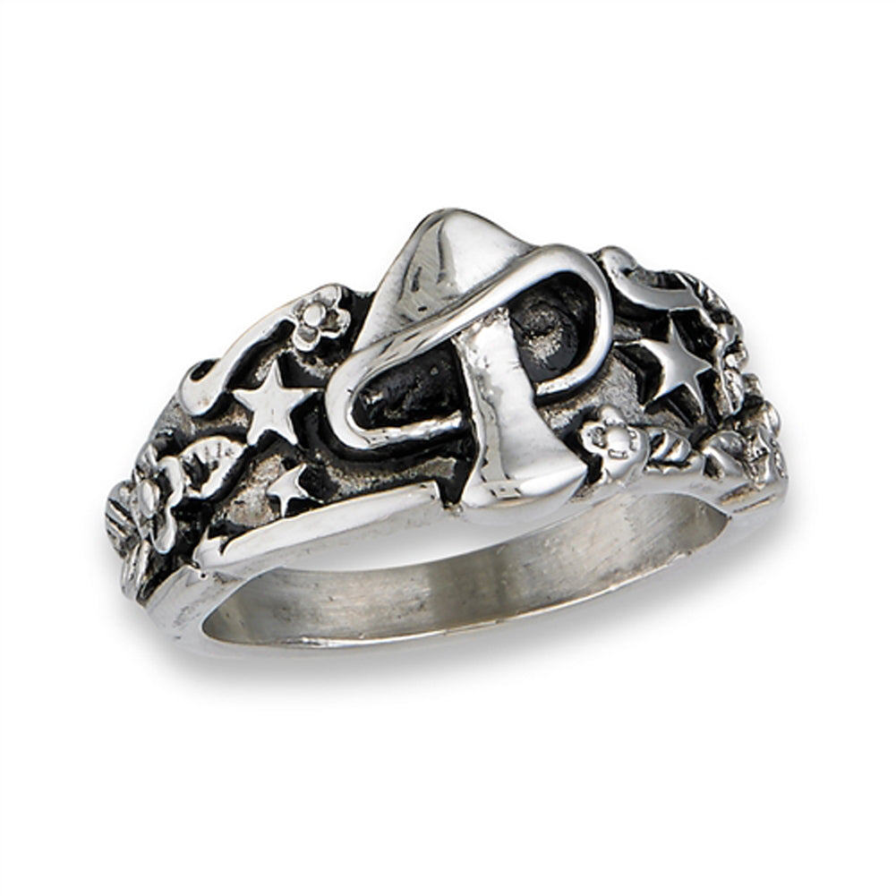 Mushroom Star Flower Mystic Fashion Ring Stainless Steel Leaf Band