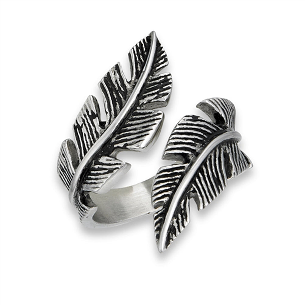 Stainless Steel Double Feather Ring