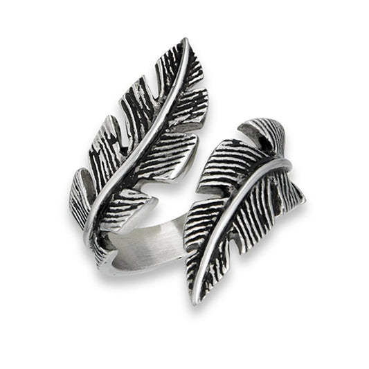 Stainless Steel Double Feather Ring