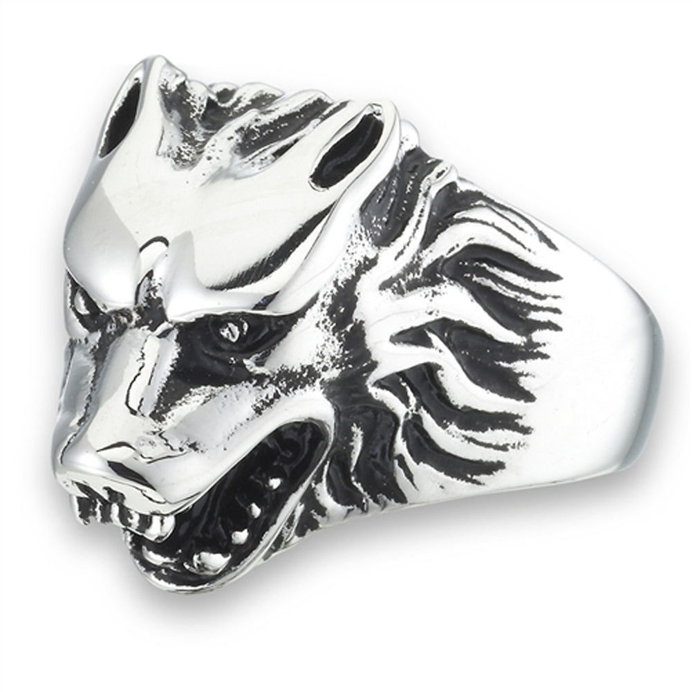 Stainless Steel Wolf Ring