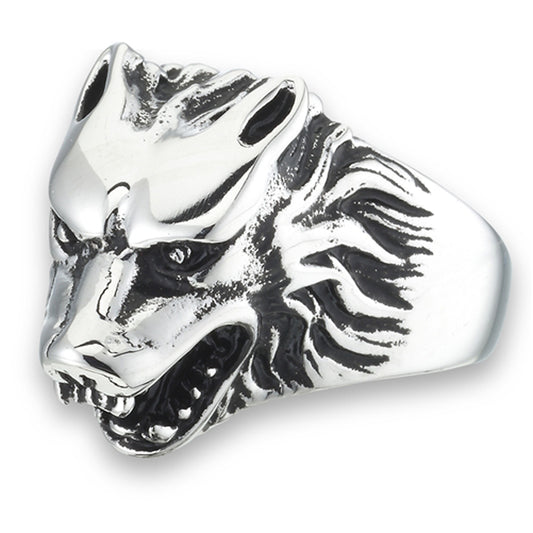 Stainless Steel Wolf Ring