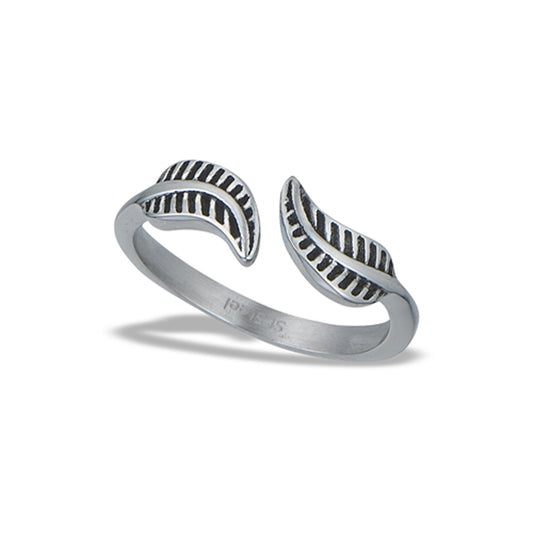 Stainless Steel Adjustable Double Feather Ring