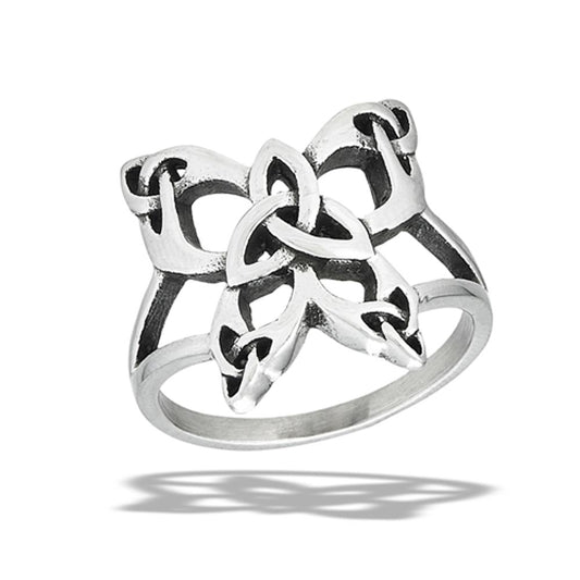 Stainless Steel Celtic Butterfly Ring With Multiple Triquetras