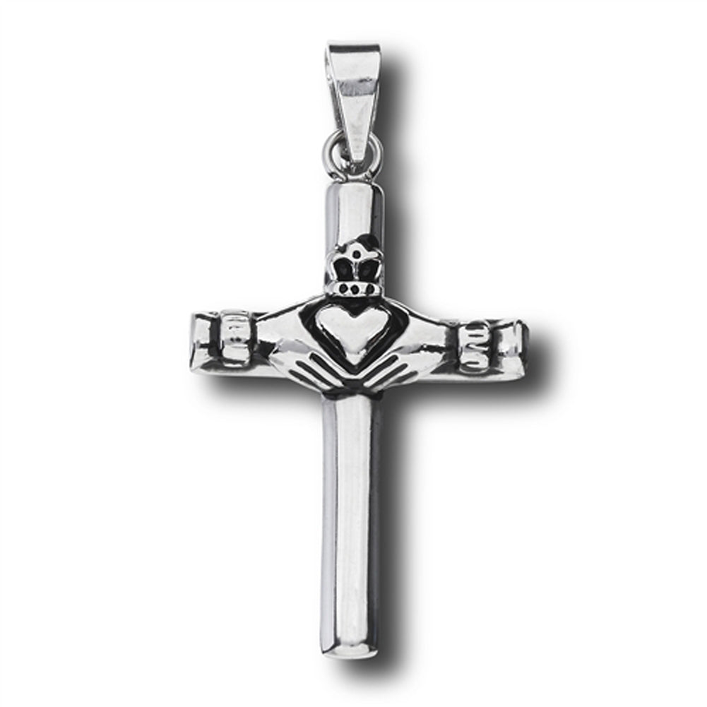 Stainless Steel Claddagh Cross Pendant