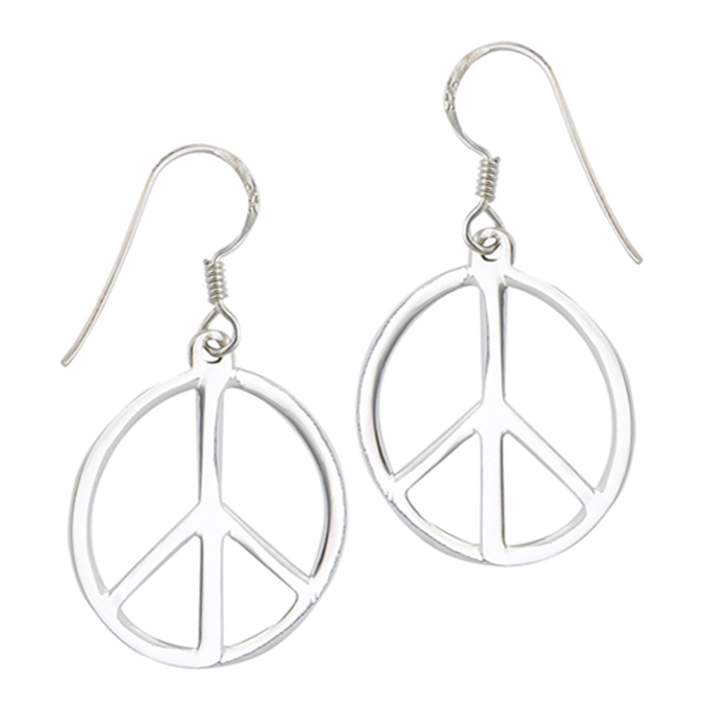 Stainless Steel High Polish Dangling Peace Earring