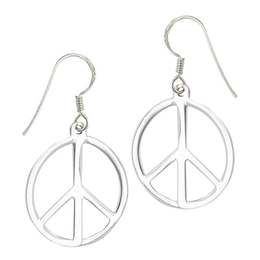 Stainless Steel High Polish Dangling Peace Earring