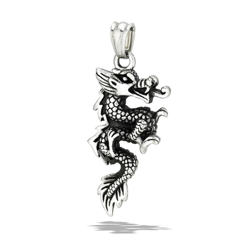 Stainless Steel Angry Dragon Pendant
