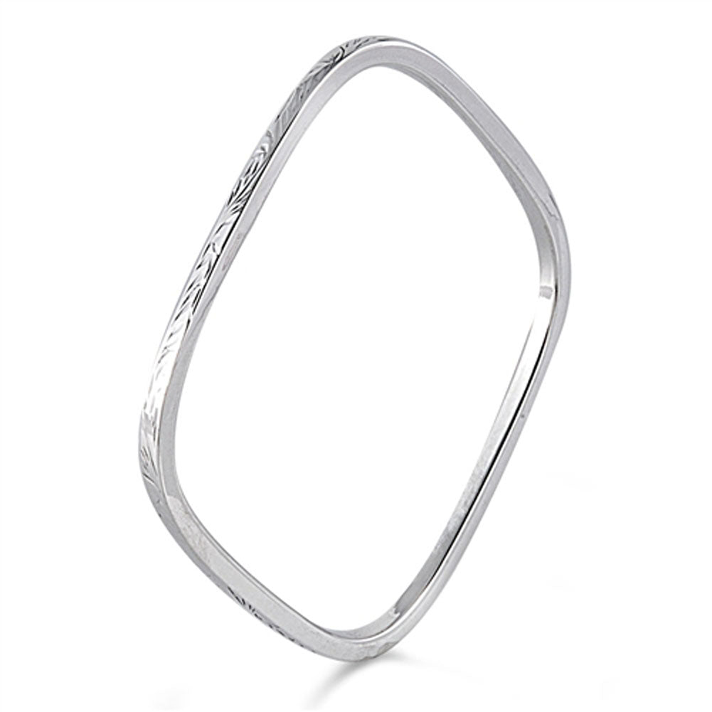Slip-On Bangle Square Slip-on Bracelet .925 Sterling Silver