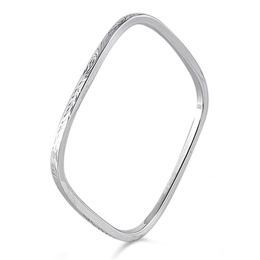 Slip-On Bangle Square Slip-on Bracelet .925 Sterling Silver