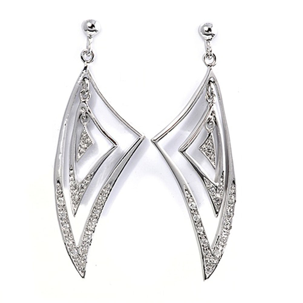 Sterling Silver Geometric Spiral Statement Cluster Studded Earrings Clear CZ 925