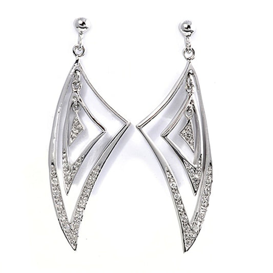 Sterling Silver Geometric Spiral Statement Cluster Studded Earrings Clear CZ 925