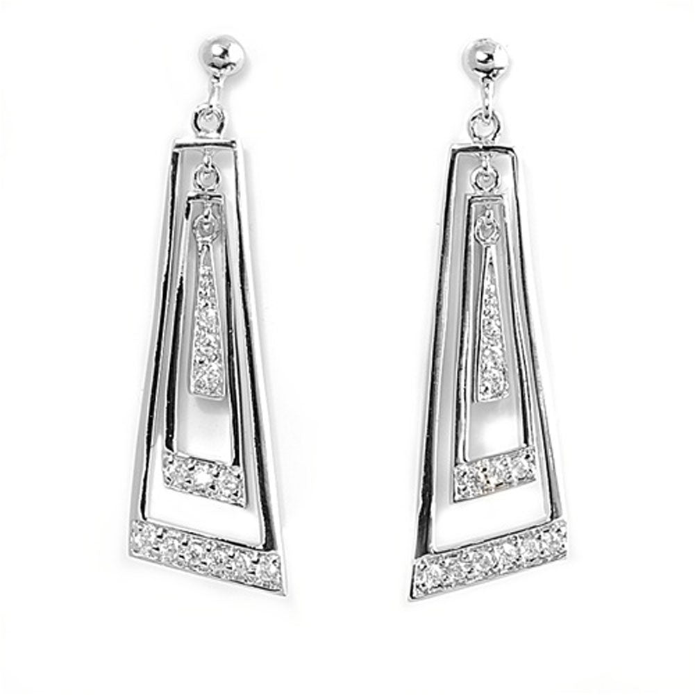 Earrings Clear Simulated CZ .925 Sterling Silver