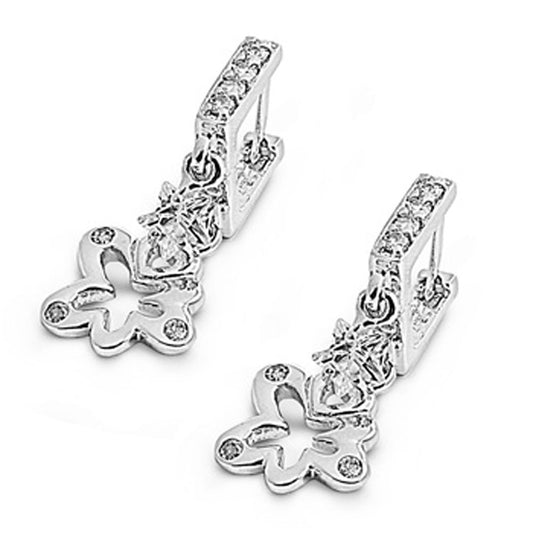 Earrings Clear Simulated CZ .925 Sterling Silver