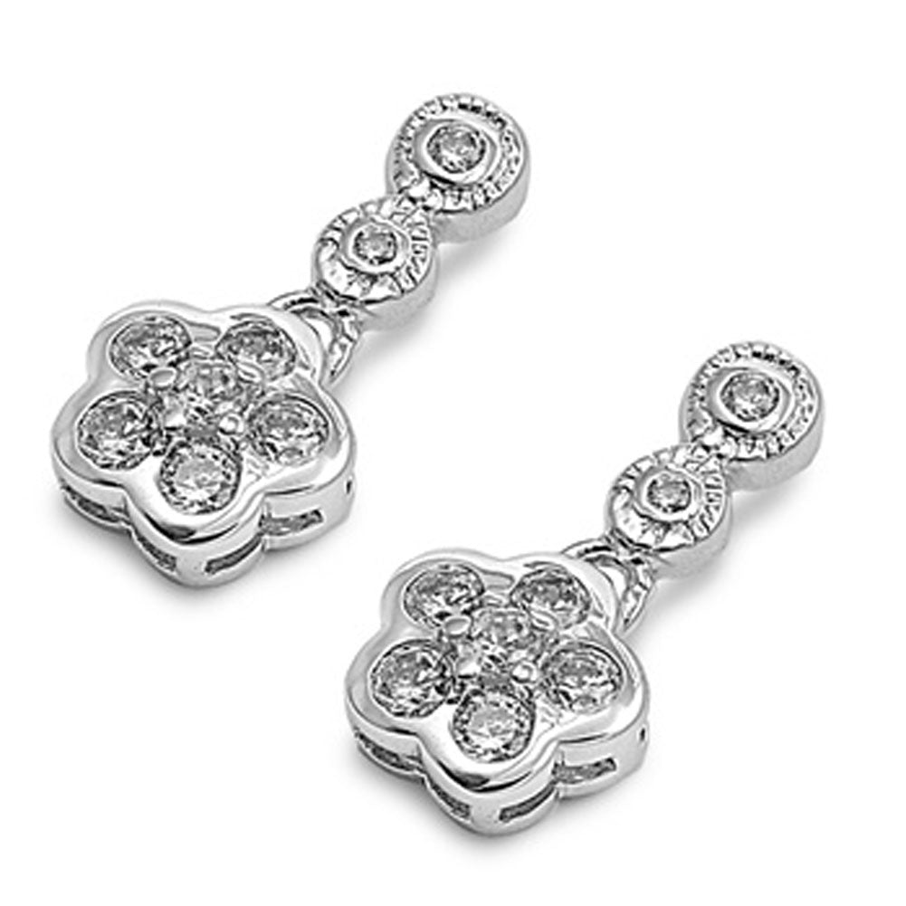 Star Earrings Clear Simulated CZ .925 Sterling Silver