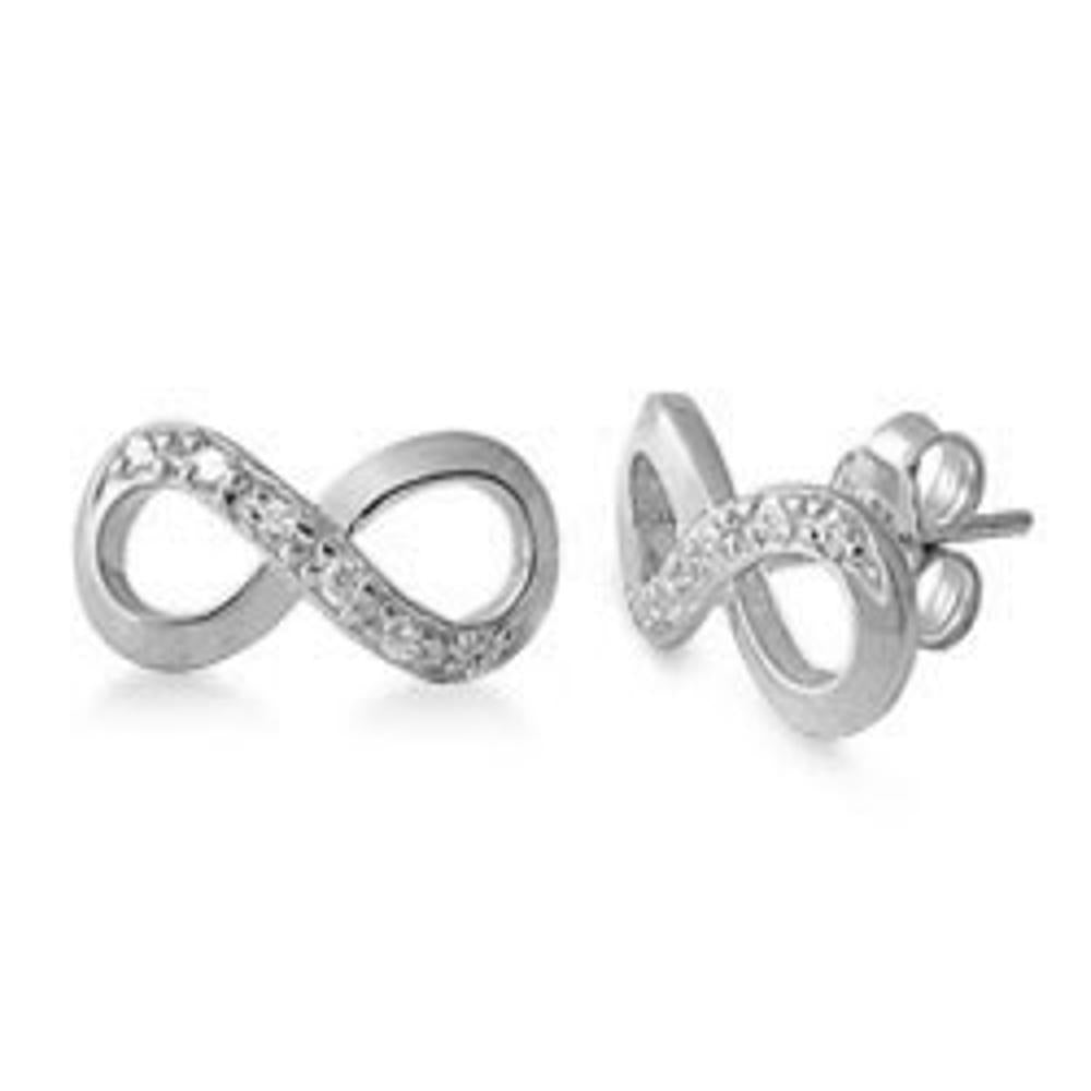 Sterling Silver Classic Clear CZ Infinity High Polished Earrings 925 New