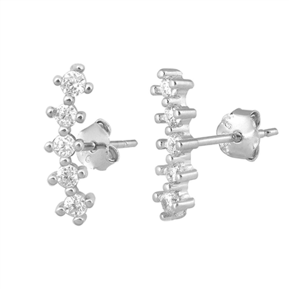 Sterling Silver Journey Cluster Elegant Fashion Earrings Clear CZ 925 New
