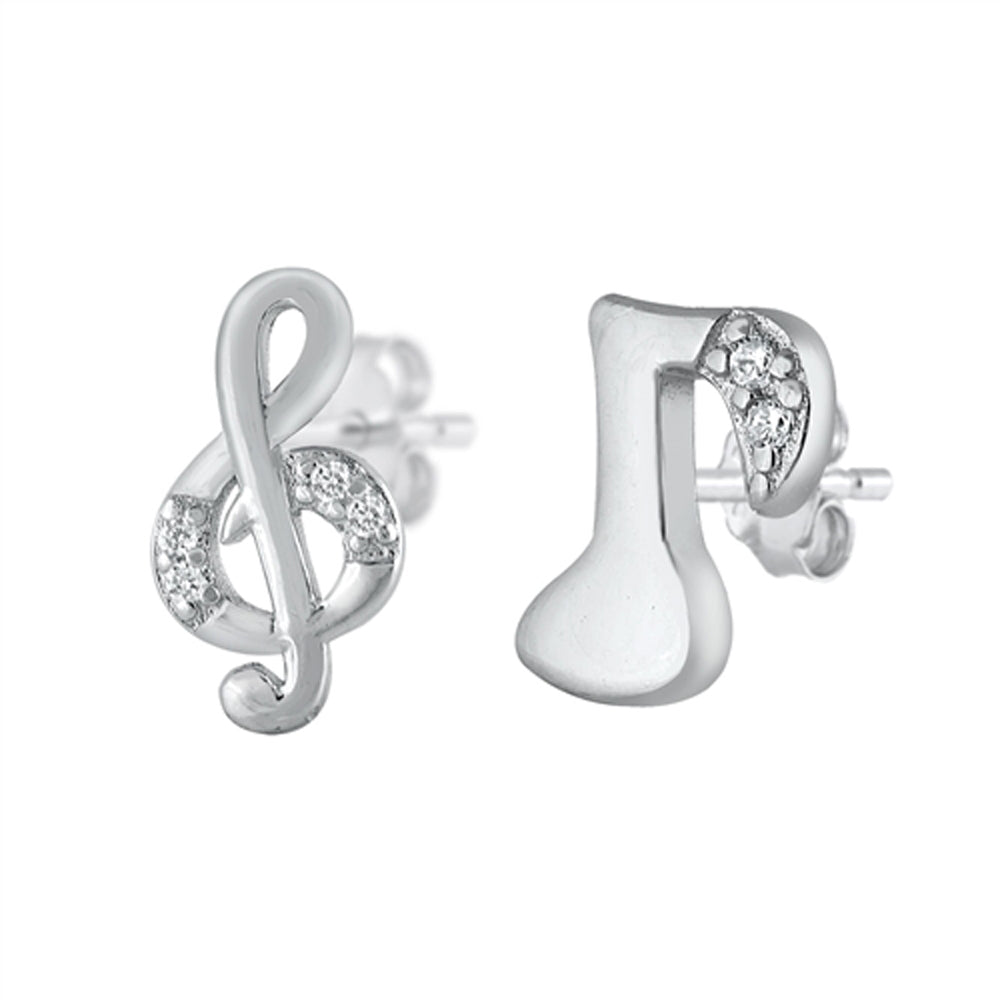 Sterling Silver Musician Music Note Treble Clef Choir Instrument Earrings 925