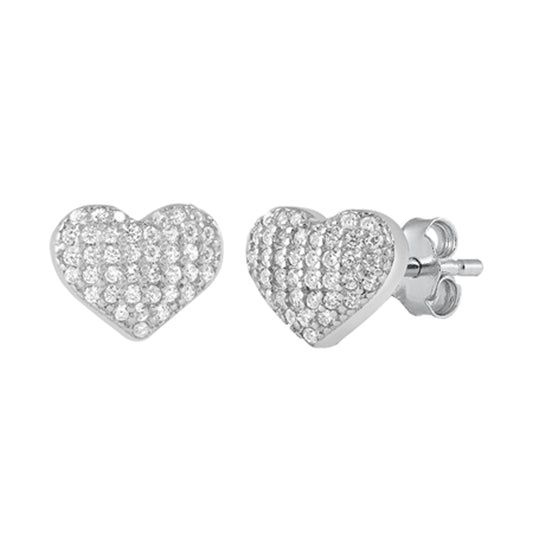 Sterling Silver Cluster Heart Promise Love Classic Earrings 925 New