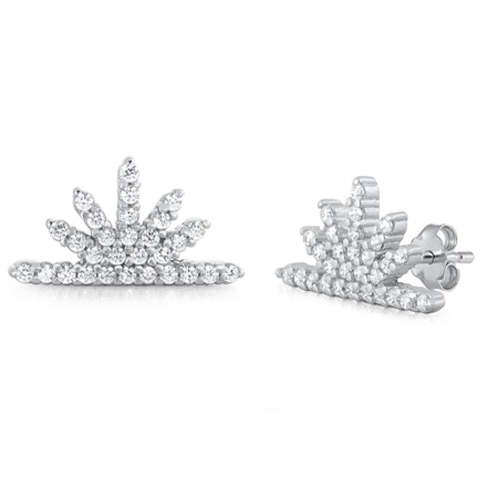 Sterling Silver Vintage Burst Sun Elegant Deco Earrings 925 New
