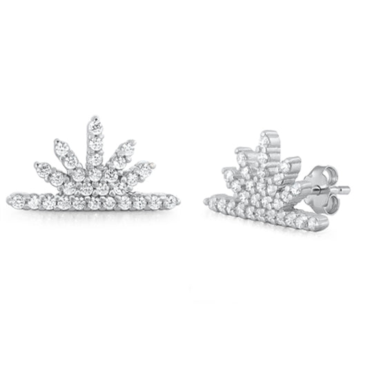 Sterling Silver Vintage Burst Sun Elegant Deco Earrings 925 New