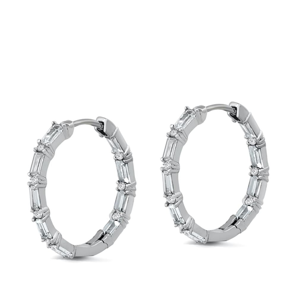 Sterling Silver Cute Studded Hoop Earrings High Polished 925 New