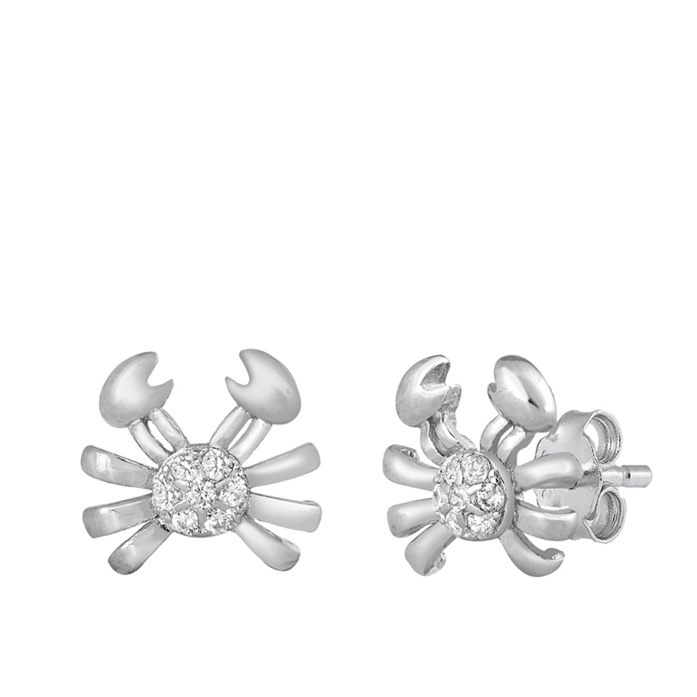 Sterling Silver Abstract Crab Animal Cute Ocean Shell Earrings 925 New