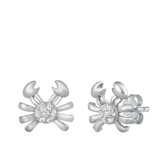 Sterling Silver Abstract Crab Animal Cute Ocean Shell Earrings 925 New