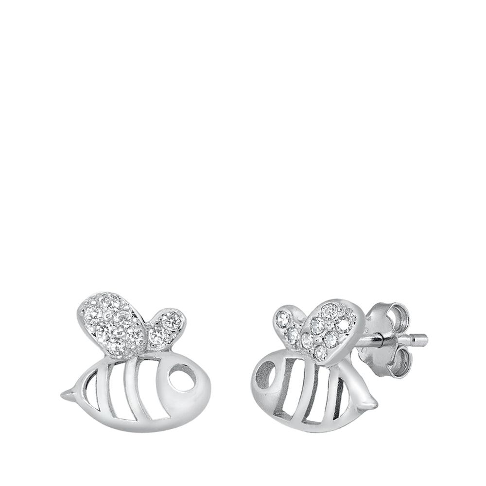 Sterling Silver Nature Bumble Bee Cute Animal Insect Garden Earrings 925 New
