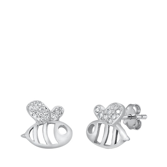 Sterling Silver Nature Bumble Bee Cute Animal Insect Garden Earrings 925 New